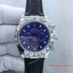 Replica Blue Face Rolex Cosmograph Daytona Watch SS Black Leather